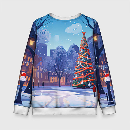 Детский свитшот Маленький дракон зимнего чуда / 3D-Белый – фото 2