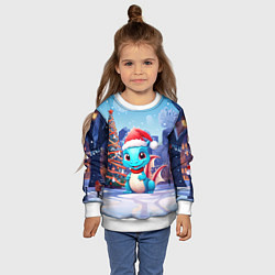 Свитшот детский Маленький дракон зимнего чуда, цвет: 3D-белый — фото 2