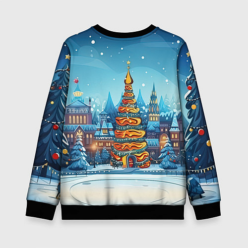 Детский свитшот Маленький дракон зимнего чуда 2024 / 3D-Черный – фото 2