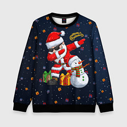 Свитшот детский Санта Клаус и снеговик, цвет: 3D-черный