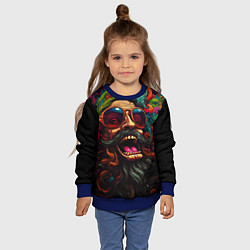 Свитшот детский Дед мороз хиппи, цвет: 3D-синий — фото 2