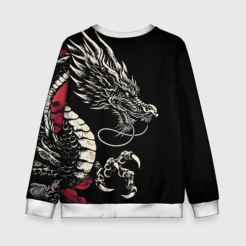 Детский свитшот Japanese dragon - irezumi - art / 3D-Белый – фото 2