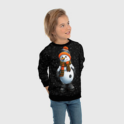 Свитшот детский Снеговик и снежинки, цвет: 3D-черный — фото 2