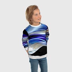 Свитшот детский Абстрактные волны синего оттенка, цвет: 3D-белый — фото 2