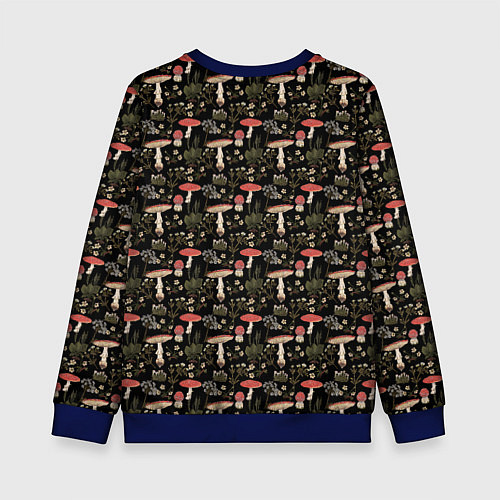 Детский свитшот Goblincore - мухоморы / 3D-Синий – фото 2