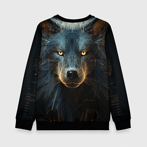 Детский свитшот Волк арт-портрет / 3D-Черный – фото 2