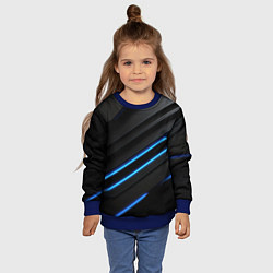 Свитшот детский Синие неоновые линии на черном, цвет: 3D-синий — фото 2