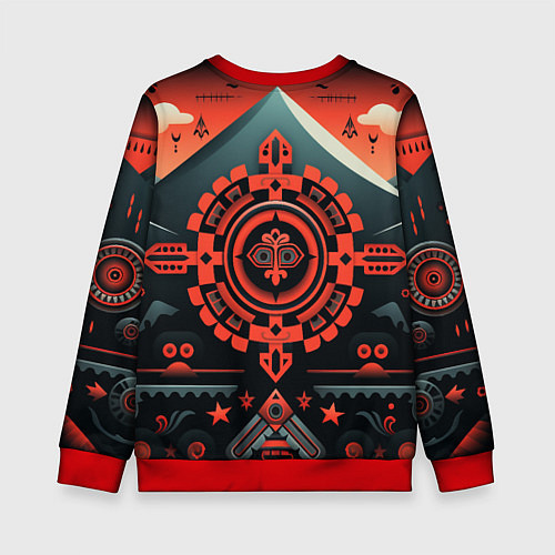 Детский свитшот Рисунок в стиле американских индейцев / 3D-Красный – фото 2