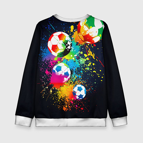Детский свитшот Разноцветные футбольные мячи / 3D-Белый – фото 2