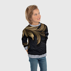 Свитшот детский Золотые узоры в виде листьев, цвет: 3D-меланж — фото 2