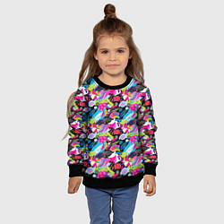 Свитшот детский Цветочный листопад, цвет: 3D-черный — фото 2