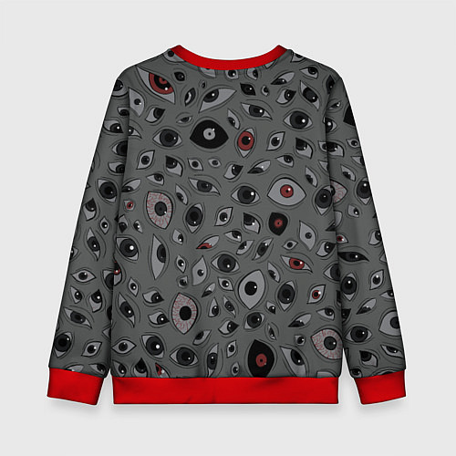 Детский свитшот Серый цвет: глазики-косоглазики / 3D-Красный – фото 2