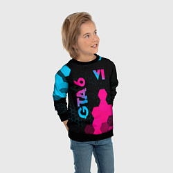 Свитшот детский GTA 6 - neon gradient вертикально, цвет: 3D-черный — фото 2