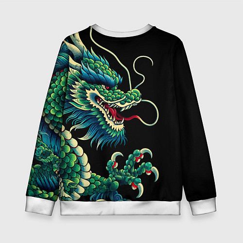 Детский свитшот Japanese irezumi - dragon / 3D-Белый – фото 2