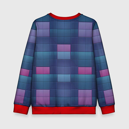 Детский свитшот Фиолетовые квадраты / 3D-Красный – фото 2