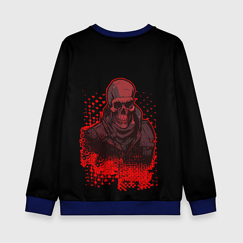 Детский свитшот Красный скелет на чёрном фоне / 3D-Синий – фото 2