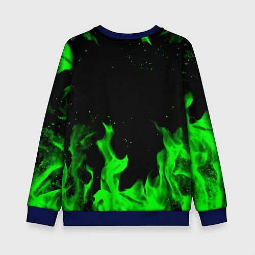 Детский свитшот Samurai green fire toxic / 3D-Синий – фото 2