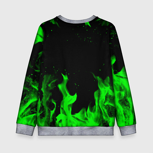 Детский свитшот Samurai green fire toxic / 3D-Меланж – фото 2