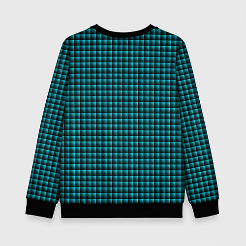 Детский свитшот Паттерн объёмные квадраты тёмно-бирюзовый / 3D-Черный – фото 2