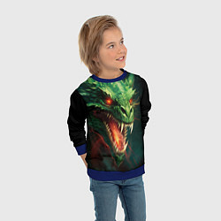 Свитшот детский Древний злой зеленый дракон, цвет: 3D-синий — фото 2