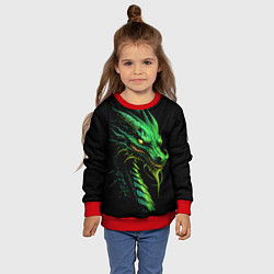Свитшот детский Зеленый дракон иллюстрация, цвет: 3D-красный — фото 2