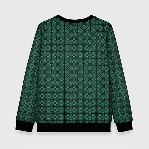 Детский свитшот Тёмно-зелёный паттерн квадраты / 3D-Черный – фото 2