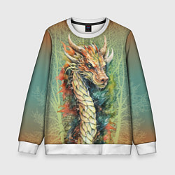 Детский свитшот Зеленый древесный дракон с деревьями