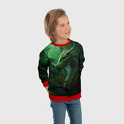 Свитшот детский Зеленый лесной дракон 2024, цвет: 3D-красный — фото 2