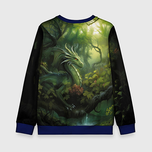 Детский свитшот Лесной зеленый дракон символ 2024 года / 3D-Синий – фото 2