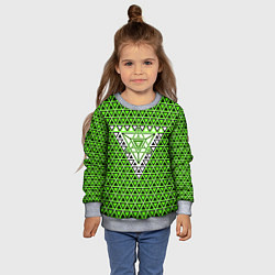 Свитшот детский Зелёные и чёрные треугольники, цвет: 3D-меланж — фото 2