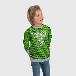 Свитшот детский Зелёные и чёрные треугольники, цвет: 3D-меланж — фото 2