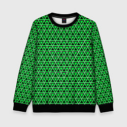 Свитшот детский Зелёные и чёрные треугольники, цвет: 3D-черный