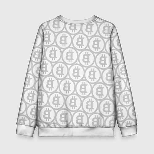 Детский свитшот Биткоин патерн на белом фоне / 3D-Белый – фото 2