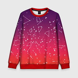 Свитшот детский Созвездия в розовом небе, цвет: 3D-красный