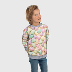 Свитшот детский Сердечки розовые конфетки, цвет: 3D-меланж — фото 2