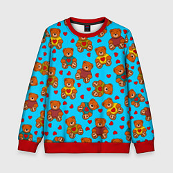 Свитшот детский Мишки в цветных свитерах и сердечки, цвет: 3D-красный