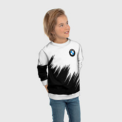 Свитшот детский BMW чёрные штрихи текстура, цвет: 3D-белый — фото 2