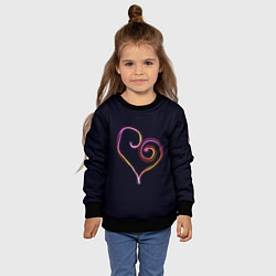 Свитшот детский Неоновое сердечко, цвет: 3D-черный — фото 2