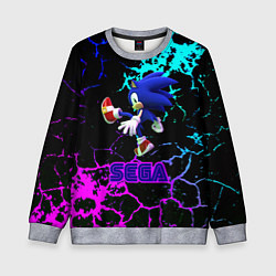 Свитшот детский Sonic sega game неоновая текстура, цвет: 3D-меланж