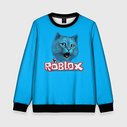 Свитшот детский Roblox синий кот, цвет: 3D-черный