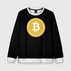 Свитшот детский Биткоин желтое лого криптовалюта, цвет: 3D-белый