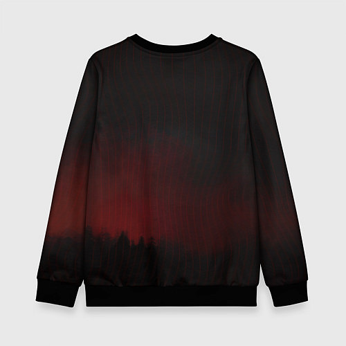 Детский свитшот Филин в красных тенях / 3D-Черный – фото 2