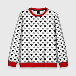 Свитшот детский Черно-белые сердечки, цвет: 3D-красный