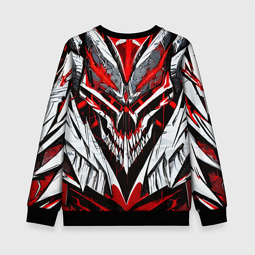 Детский свитшот Агрессивный череп белый и красный / 3D-Черный – фото 2