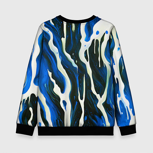 Детский свитшот Текучая краска белая и синяя / 3D-Черный – фото 2
