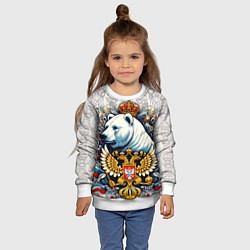 Свитшот детский Белый медведь с короной, цвет: 3D-белый — фото 2