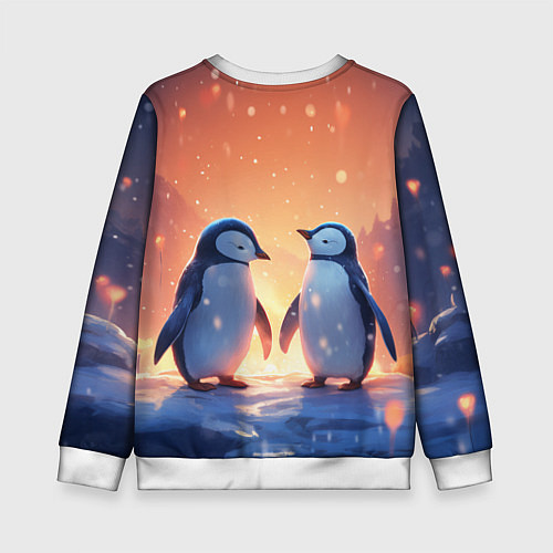 Детский свитшот Романтичная пара пингвинов / 3D-Белый – фото 2