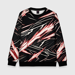 Детский свитшот Красные и белые полосы на чёрном фоне