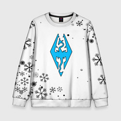 Свитшот детский Skyrim logo winter, цвет: 3D-белый