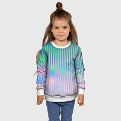 Свитшот детский Голографический эффект светлых тонов полос, цвет: 3D-белый — фото 2
